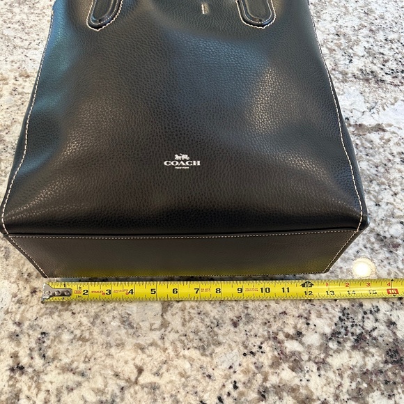 Coach Black Pebble Leather Derby Tote New with Tags Burgundy Red Interior - Picture 15 of 16